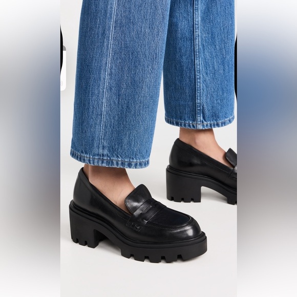 Schutz Women's Black Chunky Loafers - Picture 1 of 7